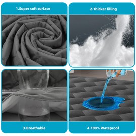 Queen Mattress Protector, Waterproof Mattress Pad Noiseless with Deep Pocket for 8-21 inches Mattress, Soft & Breathable Bed Mattress Cover Washable for Home, Bedroom, Hotel Queen Size (Dark Gray)