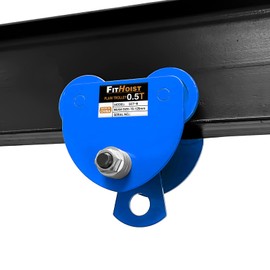 FITHOIST Manually Trolley 1/2 Ton | 1100LBS Capacity Steel Push Beam Trolley | Adjustable for I-Beam Flange Width 3" to 5" | Plain Trolley Crane with Four Sturdy Wheels