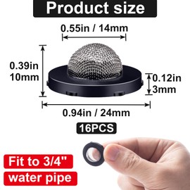 PAGOW 16 Pcs Hose Washers, Stainless Steel Inlet Hose Screen Filters, Garden Hose Gasket, Water Hose Filter for 3/4 Inch Garden Hose Connector and 5/8 Inch Washing Machine, Water Pipe, Shower Heads