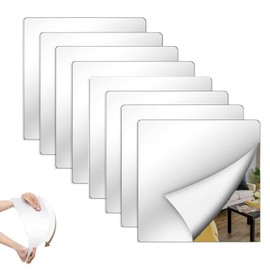 Acrylic Mirror Tiles, Self Adhesive Acrylic Square Mirrors for Kids, Flexible Mirror Sheets Non-Glass Wall Stickers Cuttable Small Mirrors for Wall decor Home Living Room Bedroom Gym (8, 14*14incn)