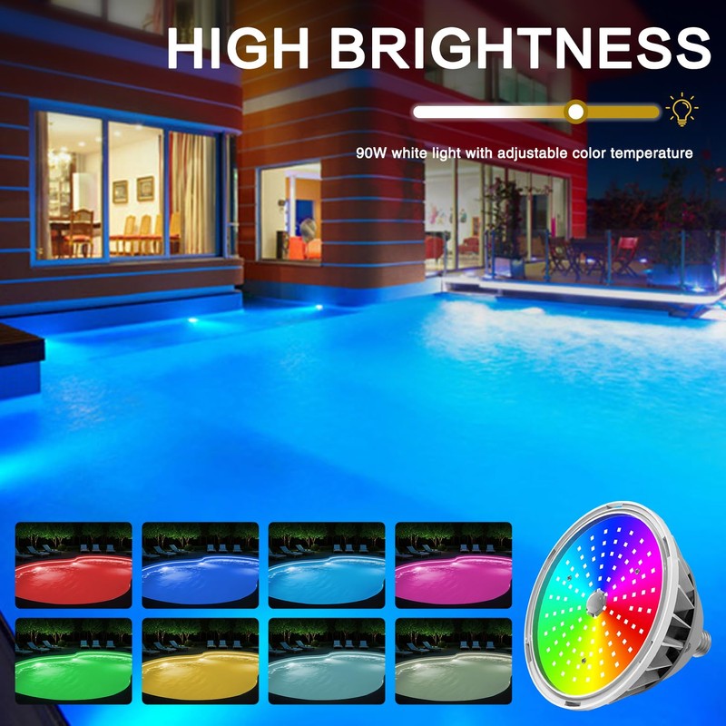 Aygrochy 2025 Upgraded 120V 90W LED Pool Light Bulb for