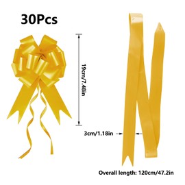 Prmape Pack of 30 Gold Gift Bow, Wedding Gift, Car Bows for Wedding, Drawstring Poly Ribbon, Decorative Bow for Wedding, Birthdays, Gift Wrapping, Car Decoration Bags, Sugar Bags