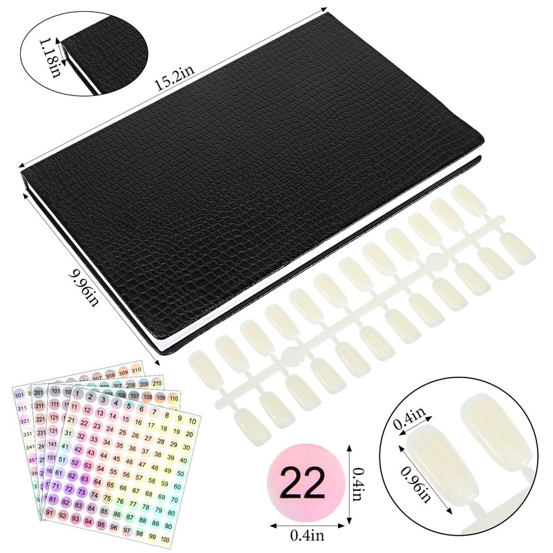 Professional 308 Nail Color Chart Book with 120 Pcs False