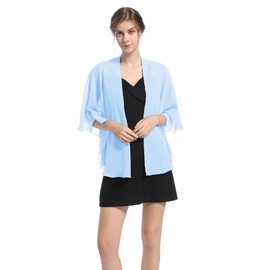 Baoqiya - Chal de gasa de noche, chales y envolturas para mujer, vestido de novia para ocasiones especiales, Azul-cielo, Talla única