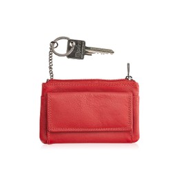 Josephine Osthoff Key Case Leather Women's Key Bag Coin Purse Key Case Key Ring Case Men's Mini with Credit Cards RFID Protection (973), red, Key case