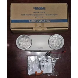 Global Industrial 2 Head LED Emergency Light W/Adjustable Optics - Model 500780 - New