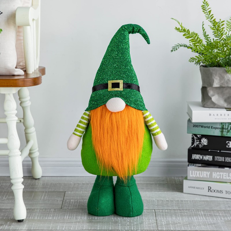 Glitzhome Glitzhome St. Patrick's Day Gnome Plush Decor Cute Telescoping