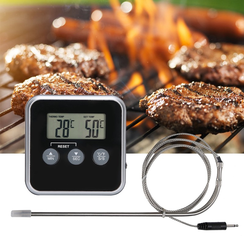 Digital Meat Thermometer Food Thermometer with Timer for Oven BBQ
