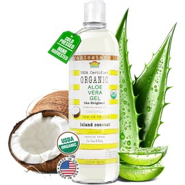 Gel De Aloe Vera Orgánico Certificado Usda 12 Oz - 100% Puro, Prensado En Frío, Cosechado A Mano, Infundido Con Extracto De Coco Natural, Libre De Químicos - Cuidado De La Pie