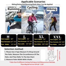 AGLSLYB Waterproof Gloves Men Women Winter Warm Touch Screen for Cycling Running Fishing Driving Hiking Skiing Cold Weather