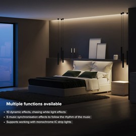 BTF-LIGHTING SP646E SPI Monochrome 2.4 GHz Blue-tooth LED Controller Compatible with FCOB SPI Plain LED Strip DC5V/DC12V/DC24V Works with 2.4G RF Remote/App Control Music Mode