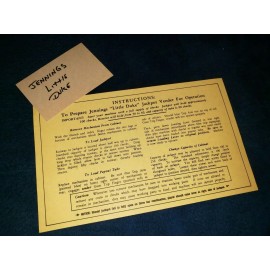 JENNINGS REPRODUCTION JENNINGS LITTLE DUKE BACK DOOR INST SHEET ANTIQUE SLOT MACHINE