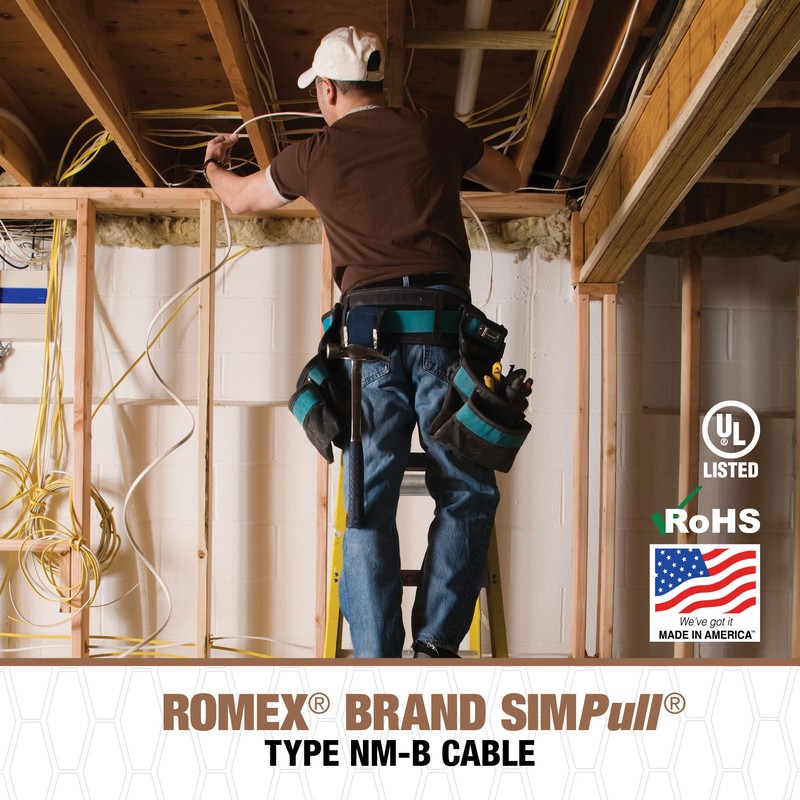 Southwire Romex Brand Simpull Solid Indoor 12/2 W/G NMB Cable