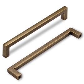 SYZOW Vintage Brass Drawer Handles 192mm Hole Centers Bar Pull,6 Pack Antique Solid Cabinet Handles for Kitchen Cabinets and Dresser Drawers