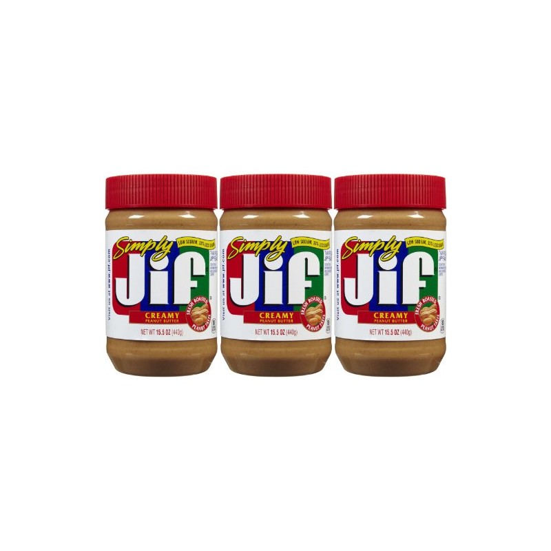 Jif Simply Creamy Peanut Butter, 15.5 oz, 3 ct