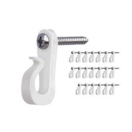 ieron Q-Hanger 20pcs Screw-in Hooks with Anchors for LED Light Strip Basket Hanging Decoration Indoor & Outdoor - White, Plastic