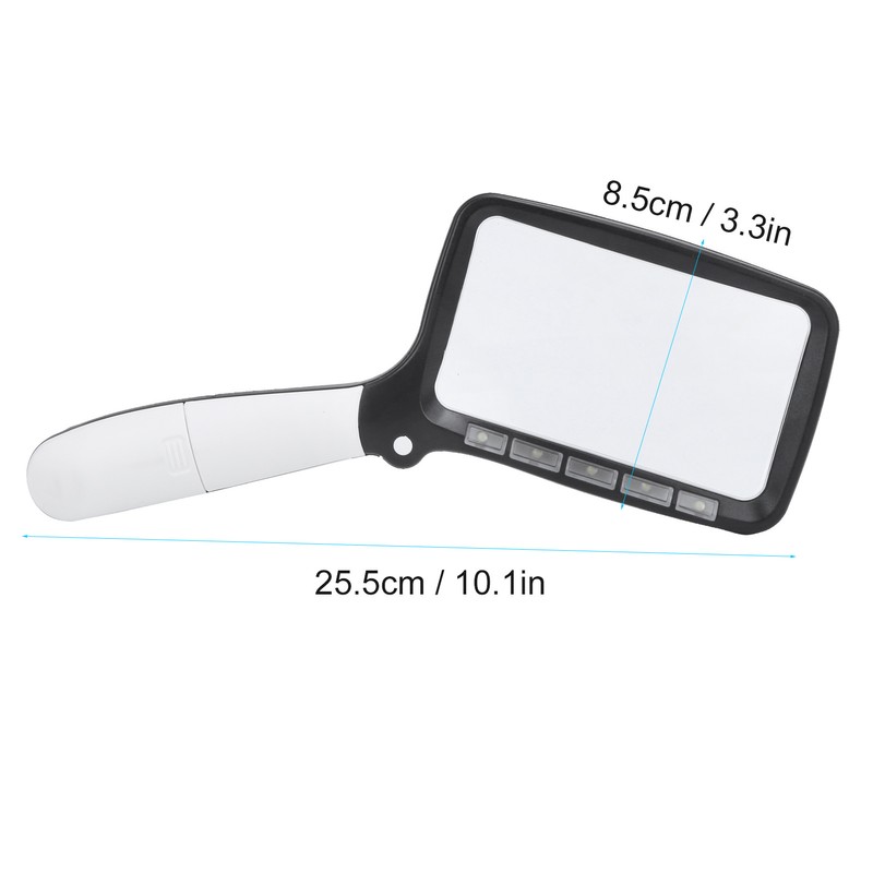 Magnifying Glass Foldable Handheld 5 LED Lights HighDefinition Acrylic Magnifier