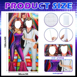 Amyhill 6 ft 70s Disco Couple Cardboard Cutout Stand up Retro Faceless Life Size Photo Prop Vintage Dance Couple Backdrop for Dance Theme Jazz Night Party Decoration