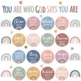 Lonfliness Christian Bulletin Board Decorations Inspirational Bulletin Board Sets Motivational Cutouts Boho Rainbow God Says You are Religious Classroom Wall Decor for School Home Church Supplies