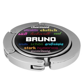 Taschenhalter Positive Eigenschaften Personalisiert mit Namen Bruno printplanet Chrom