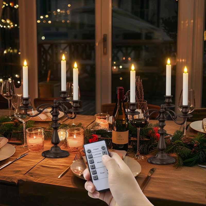 SoulBay 10pcs Flameless Rechargeable Taper Candles, Bright Realistic Flickering LED
