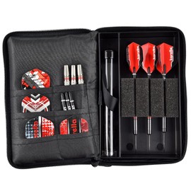 Karella The PAK Dart Case, 13 Models, Handy and Perfect for 1 Set of Darts and Many Accessories, Dart Case, Bag for Darts The Original PAK – the legendary since 1988, The Pak Black-Red, Zip pocket