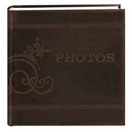 Pioneer Embroidered Scroll Leatherette Photo Album 8"X8", Brown