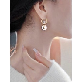 BiBeary Simulated Pearl Dangle Women's Earrings Round Cubic Zirconia Vintage Style Art Deco Prom Party, Simulated pearl