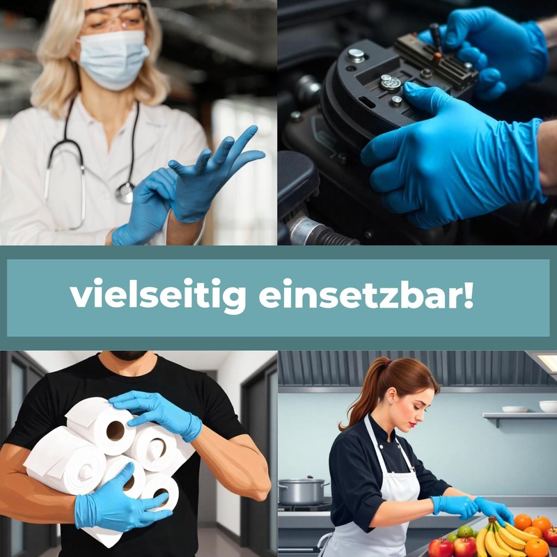 Nitras 8311 Blue Wave Non-Sterile, Medical, Food-Safe Nitrile Disposable Gloves,