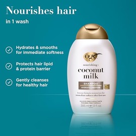 OGX, Shampoo Nutritivo de Leche de Coco, 385 ml