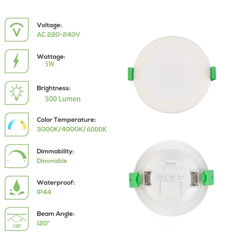 4-Pack LED Ceiling Light LED Recessed Downlight Kit 72mm Cutout