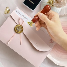 MICTER Wax Seal Stamp with 2 Removable Brass Head Seal Stamp and 1 Wooden Handle for Envelopes, Invitations, Cards, Gift, Retro Wax Seal