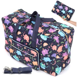 Large Foldable Travel Duffel Bag, Sports Tote Gym Bag For Women with Trolley Sleeve Weekender Overnight Carry On Checked Luggage Bag Hospital Bag Tote Shoulder Handbag Bag(elephant)