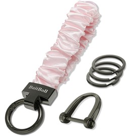 BuitBoll Keychain Wristlet, Stretchy Key Chain with D Key Ring Wrist Bracelet Key Strap for Women Girl Men (LightPink)