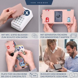 VON HEESEN Credit Card Holder Credit Card Holder, rose, Mini coin compartment