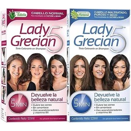 Grecian, Lady Grecian 5 Kit Tintes para Cabello Mujer, Tinte Colorante Shampoo para Cabello Maltratado, Poroso y Seco, Tinte Colorante Shampoo para