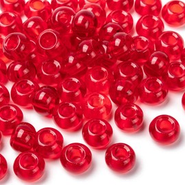 Craftdady 100Pcs Polished Glass European Beads Large Hole Crystal Rondelle Spacer Beads 5x10mm for Snake Chain Leather Jewelry Craft Making (Red)