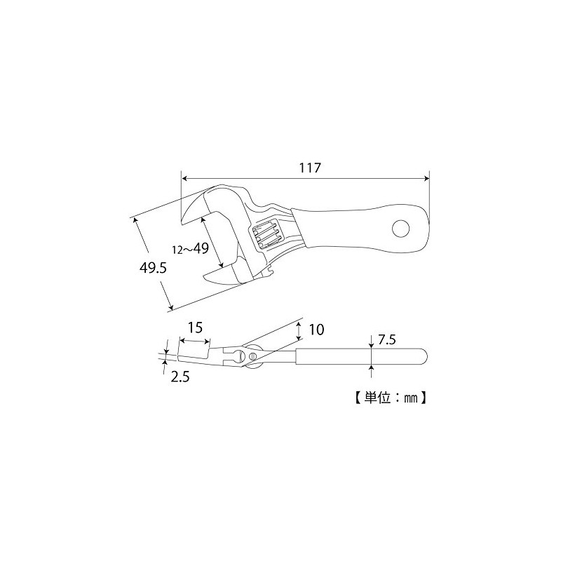 TOP Industrial (TOP) Eco Fork Short Eco Wide Monkey Wrench,