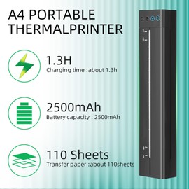 ATOMUS Mini Portable Thermal Printer 2500 mAh Tattoo Transfer Machine for Thermal Paper and Tattoo Transfer Paper Office Printer 113E