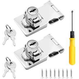 Jiozermi - 2 paquetes de cerraduras con llave de 2.5 pulgadas con cerradura, cierre con llave diferente, perilla giratoria con cerradura para clóset puerta pequeña, chapado en cromo