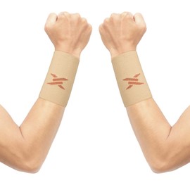 Thx4COPPER Compression Wrist Sleeve-Copper Infused Wrist Support for Men &Women-Improve Circulation and Recovery 1 Pair,Beige,M