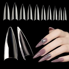 LUFFLOK Medium Almond Nail Tips, 500 Pcs Half Cover Natural False Nails, Soft Gel Acrylic Nail Tips Set, Nail Tips Extensions, False Nails for Nail Technicians, Beginners and Nail Art Salons