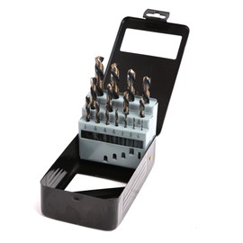 Left Hand Drill Bit Set, 15 Piece | M2 HSS with Titanium Nitride Coating | SAE (1/16" - 1/2")