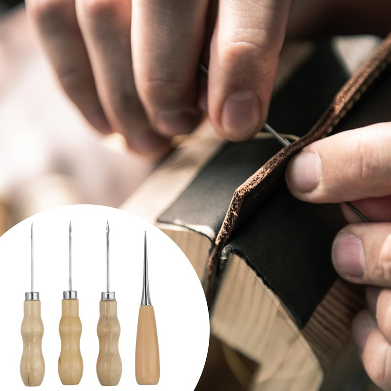 Kioiner 4 Pcs Scratch Awl with Wooden Handle, Gourd Shape
