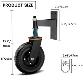 XeCeXe Gate Wheel, 360 Swivel, Spring Loaded, 8in, 600LB, Black, 1 Unit