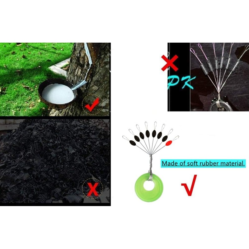 Milepetus 200Pcs Fishing Bobber Stopper,7 in 1 Soft Silicone Transparent