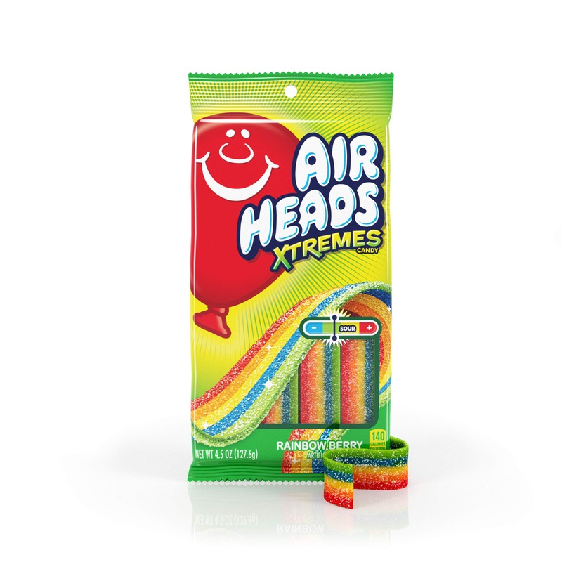 Airheads Xtremes Belts Candy, Chewy Candy Package, Rainbow Berry Fruit
