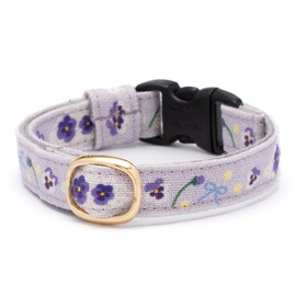 Poponcat Graphic Cat Collar, European Style Floral Pattern, Safety Buckle, Bell Included, Bald Resistant (Viola, LL)