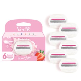 VENUS Razor Razor with Soap, Strawberry Field Scent, Moist Skin Replacement Blades, 6 Pieces, Comfort Glide