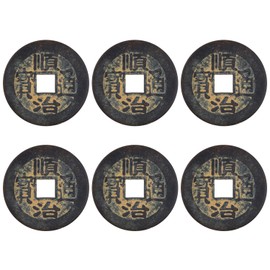 BOXOB 6pcs Feng Shui Coins for Wealth & Luck, 1.06in Copper I Ching Divination Coins Chinese Fortune Decor for Home Office Car